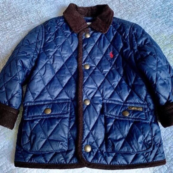 Stylish Navy Boys Jacket with Corduroy Collar – Excellent Condition (Orig. $100)